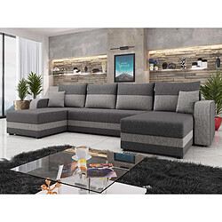 Bestmobilier Harvey - canapé panoramique en U - 7 places - convertible avec coffre - en tissu