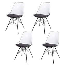 Amadeus Lot de 4 chaises Diane avec coussin d'assise - Gris