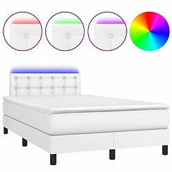 Maison Chic Lit adulte- Lit + matelas + LED,Sommier à lattes de lit matelas LED blanc 120x190 cm similicuir -GKD80396