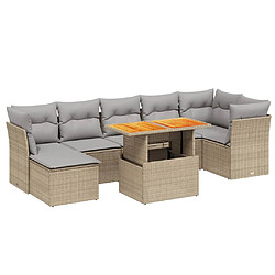 vidaXL Salon de jardin avec coussins 8 pcs beige résine tressée