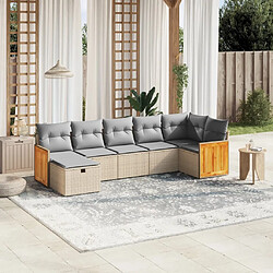 vidaXL Salon de jardin avec coussins 7pcs mélange beige résine tressée 