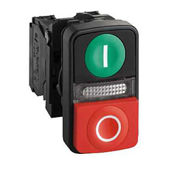 bouton poussoir - double touche - ressort de rappel - vert + rouge - lumière - schneider electric xb5aw73731b5 