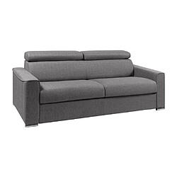 Avis Vente-Unique Canapé 4 places convertible express en tissu gris - Couchage à lattes larges 160 cm - Matelas 18 cm VIZIR