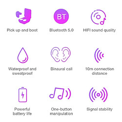 Avis Wewoo Écouteur Bluetooth DT-5 IPX étanche 5.0 Ecouteur sans fil avec boîtier de chargement magnétiquefonction d'appel de soutien et d'alimentation électrique rose