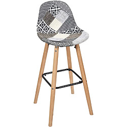 The Home Deco Factory Tabouret de bar scandinave patchwork gris.