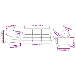 vidaXL Ensemble de canapés 3 pcs avec coussins Gris Similicuir pas cher