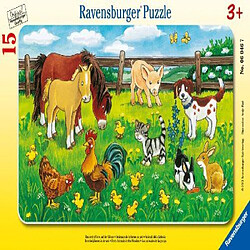 Ravensburger - 06046 - Puzzle Cadre - Animaux de la Ferme aux Pré - 15 pièces