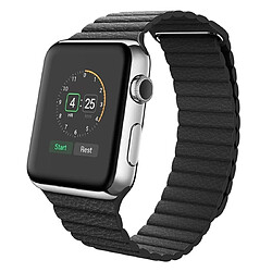 Wewoo Bande magnétique universelle en cuir pour Apple Watch séries 5 et 4 40 mm / 3 et 2 et 1 38 mm noir