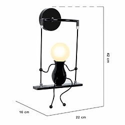 Acheter Stoex Applique Murale Simple Poupée De Mode Balançoire Enfants Lampe Mur Moderne Gens Fer Salon Chambre Créative Lumière (Noir