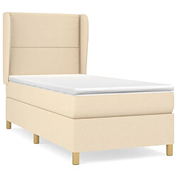 Maison Chic Structures de lit + matelas,Lit à sommier tapissier et matelas pour Chambre Crème 90x190 cm Tissu -MN31411