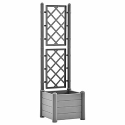 Maison Chic Jardinière,Bac à fleurs avec treillis - pot de fleur 43x43x142 cm PP Gris pierre -GKD89999