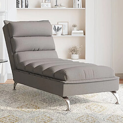 vidaXL Chaise longue de massage avec coussins taupe tissu