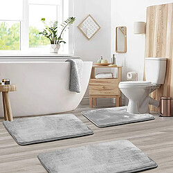 LUUCOZK Tapis de bain antidérapants absorbants à séchage rapide, tapis de décoration de salle de bain-gris-50x80cm+40x60cm+40x50cm Forme U 