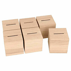 Artemio Set de 6 tirelires carrées en bois - 6 x 6 x 6 cm