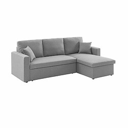 Canapé d'angle convertible en tissu gris clair avec coffre de rangement | sweeek