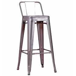 Nest Dream Tabouret industriel en acier métallisé à dossier bas (76cm) - Bistro