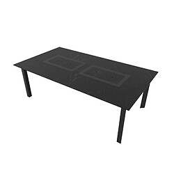 Play4Fun Table de jardin 8-10 personnes 220 X 120 X 75 cm - Noir effet marbré