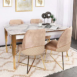 Hanah Home Table repas extensible imitation marbre blanc Damla.