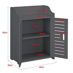 Helloshop26 Meuble de salle de bain design avec étagères meuble de rangement à 2 portes bois composite 62 x 45 x 25 cm gris foncé 03_0005833