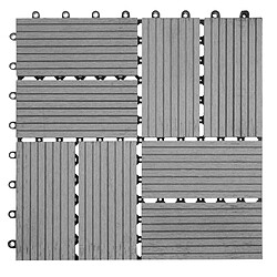 Decoshop26 Set de 11 dalles de terrasse aspect bois WPC pour balcon jardin terrasse 30x30cm 1m² base gris carrés 04_0005496 pas cher