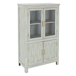 WOMO-DESIGN Buffet Haut Florence Shabby Chic 79x136x40 cm, en Bois de Manguier, Blanc, avec 4 Portes, 4 Niveaux, Vintage, Unique, Fait à main, Vitrine Commode Armoire Multi-Rangement Meuble de Salon