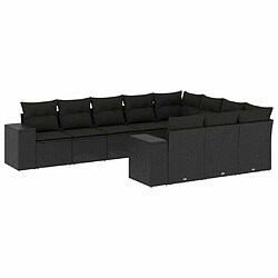 Maison Chic Salon de jardin 10 pcs avec coussins, Ensemble Tables et chaises d'extérieur noir résine tressée -GKD555689