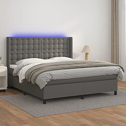 vidaXL Sommier à lattes de lit matelas LED Gris 180x200 cm Similicuir 