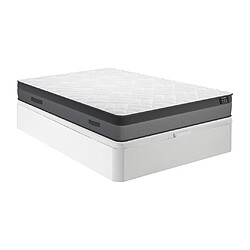 Vente-Unique Ensemble 140 x 190 cm sommier coffre blanc + matelas ressorts ensachés et mémoire de forme ép.24cm - ILLUSION de YSMÉE