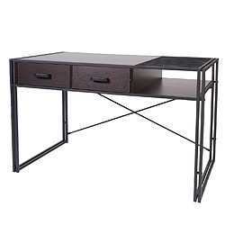 Decoshop26 Bureau d'ordinateur avec tiroirs et compartiment de rangement design industriel 76x120x70cm brun foncé 04_0001449