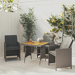 vidaXL Table de jardin Gris 70x70x72 cm Résine tressée et acacia