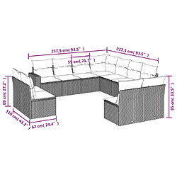 Acheter vidaXL Salon de jardin 11 pcs avec coussins noir résine tressée