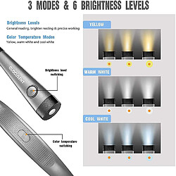 Universal Amplificateur tricoté tricoté 3 couleurs de la lampe de lecture de col rond ; 6 niveaux de luminosité(Argent) pas cher