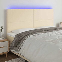 Maison Chic Tête de lit scandinave à LED,meuble de chambre Crème 180x5x118/128 cm Tissu -MN75609