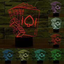 Wewoo Lampe 3D Poker style 7 couleur décoloration créative visuelle stéréo 3D interrupteur tactile contrôle LED lumière de bureau de nuit 