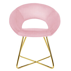 ML-Design Chaise de salle à manger en velours avec dossier rond rose pieds en métal doré