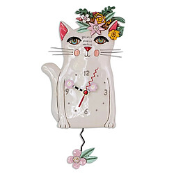 Enesco Pendule en forme Allen Chat blanc