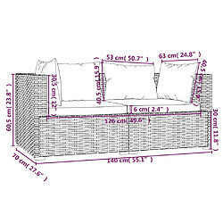 vidaXL Salon de jardin 3 pcs avec coussins Gris Résine tressée pas cher