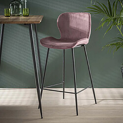 Mes Lot de 4 chaises de bar en velours rose clair - SORAYA