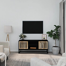 vidaXL Meuble TV noir 105x30x45 cm bois d'ingénierie et fer