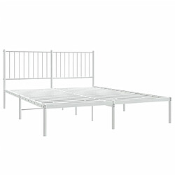 Acheter Maison Chic Lit adulte 160x200cm- Cadre de lit métal avec tête de lit pour chambre blanc -MN46401