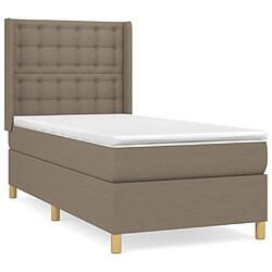 vidaXL Sommier à lattes de lit avec matelas Taupe 100x200 cm Tissu