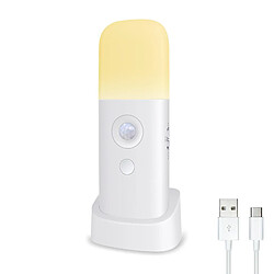 Universal Lumière de nuit avec détecteur de mouvement, rechargeable, portable, avec câble USB, applique sans fil avec interrupteur automatique, placard, placard, cuisine, escalier, chambre à coucher, (blanc) 