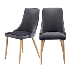 Rendez Vous Deco Chaise Vinni en velours gris (lot de 2)