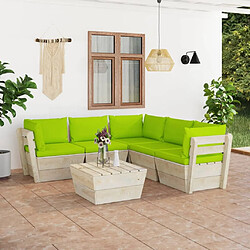 Maison Chic Salon de jardin palette 6 pcs avec coussins - Table et chaises d'extérieur - Mobilier/Meubles de jardin Moderne épicéa imprégné -MN32279