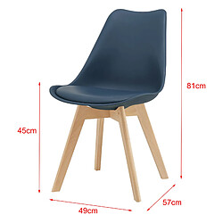 Lot de 4 Chaises de Salle à Manger Scandinave Siège Cuisine Plastique Similicuir Hêtre 81 x 49 x 57 cm Bleu [en.casa]