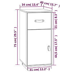 vidaXL Buffet Noir 34x40x75 cm Bois massif de pin pas cher