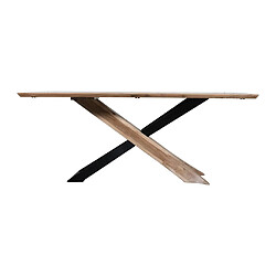 Avis Vente-Unique Table à manger 8 personnes en bois d'acacia et métal noir - Naturel - DAMINO