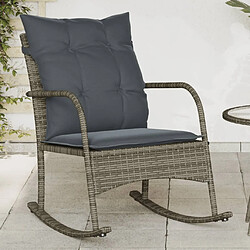 vidaXL Chaise à bascule de jardin avec coussins gris résine tressée 