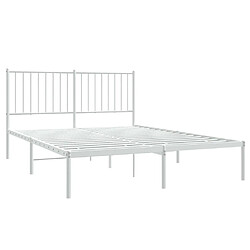 Acheter Maison Chic Lit adulte 140x200cm- Cadre de lit métal avec tête de lit pour chambre blanc -MN75085