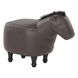 Beliani Tabouret enfant en cuir PU marron foncé HORSE